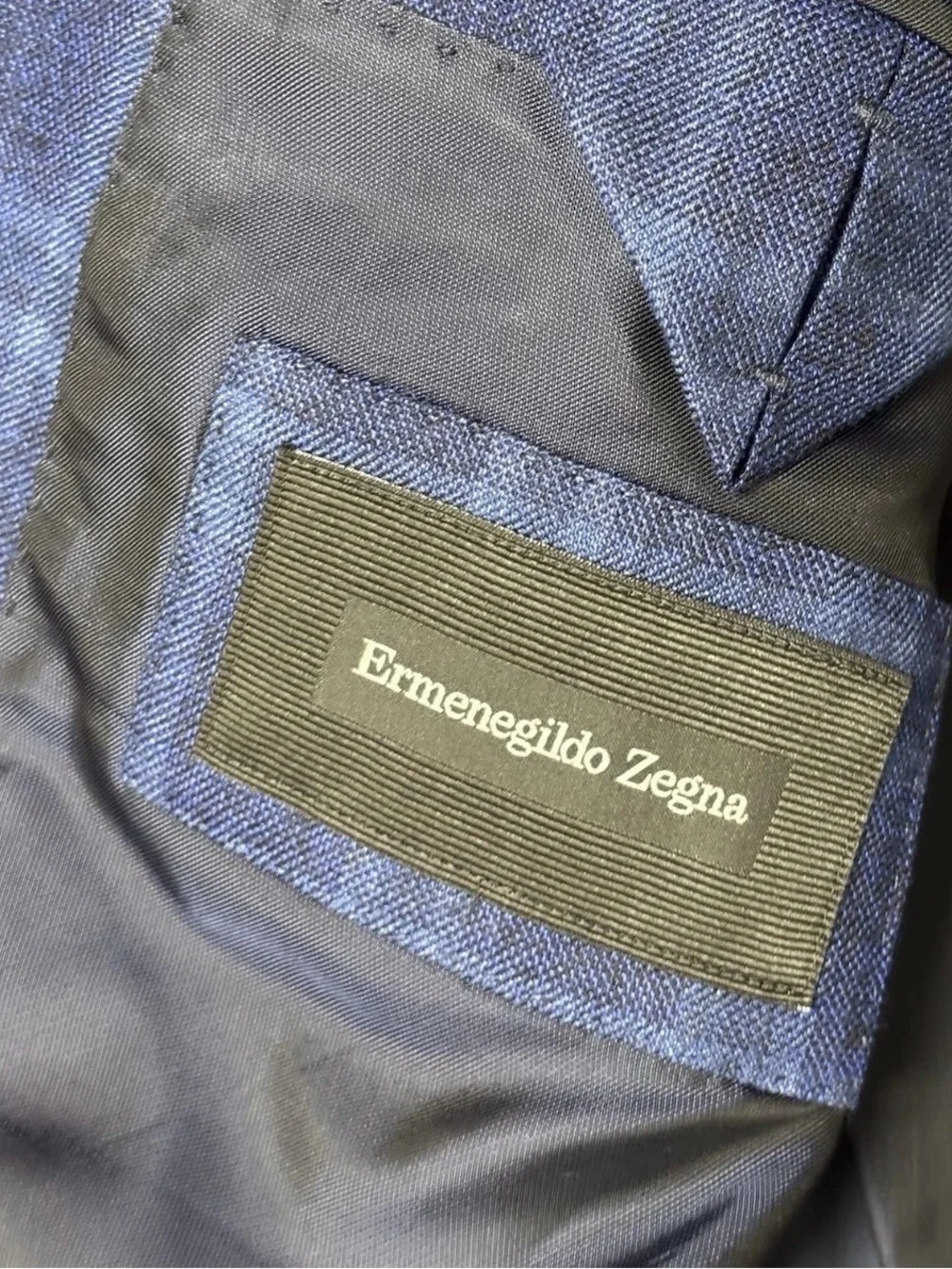 Ermenegildo Zegna Men’s Blue Checkered Wool Blazer Sz 7-50R